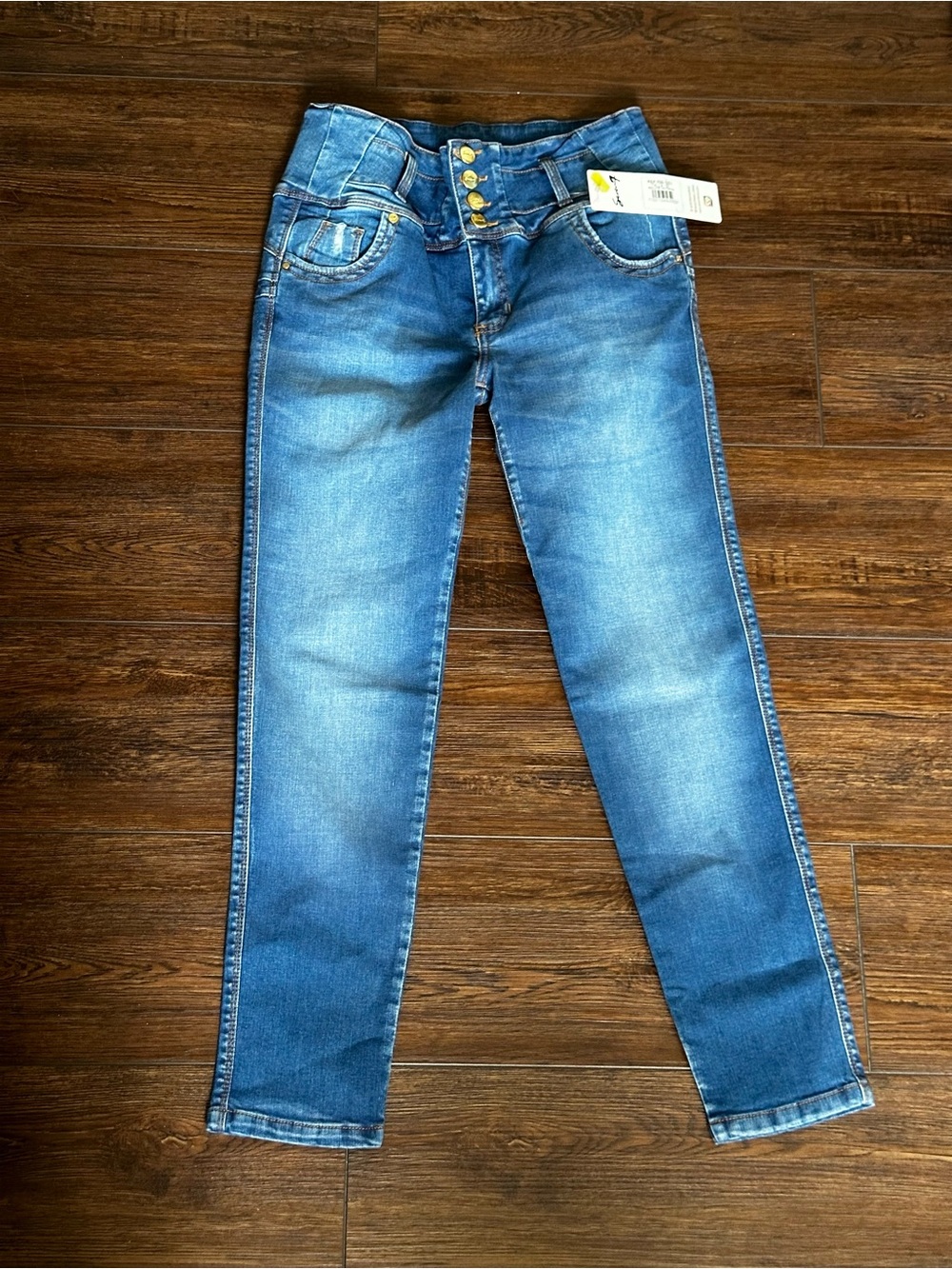 Colombian Push Up High-Waist Light Blue Sculpting Women's Jeans size 7/8 - Picture 3 of 5
